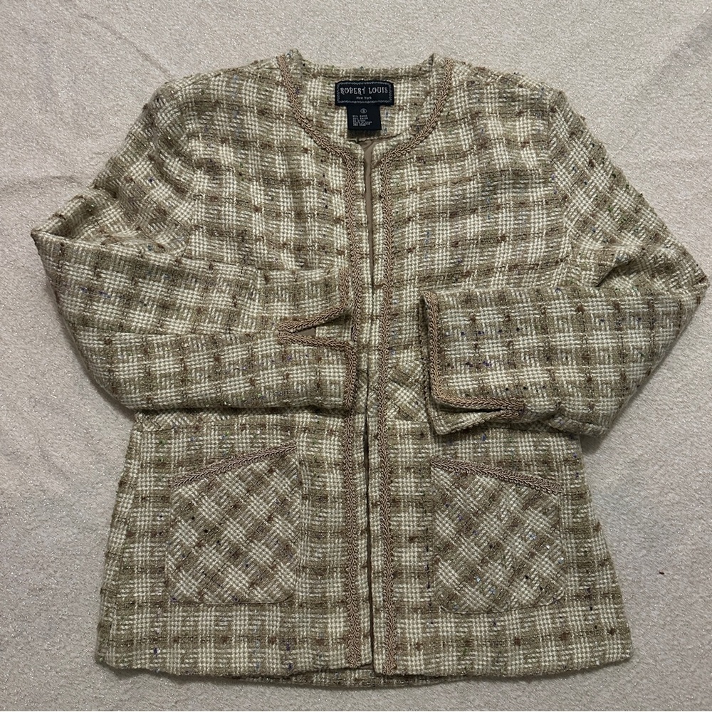 Robert Louis Beige Checkered Women's Blazer